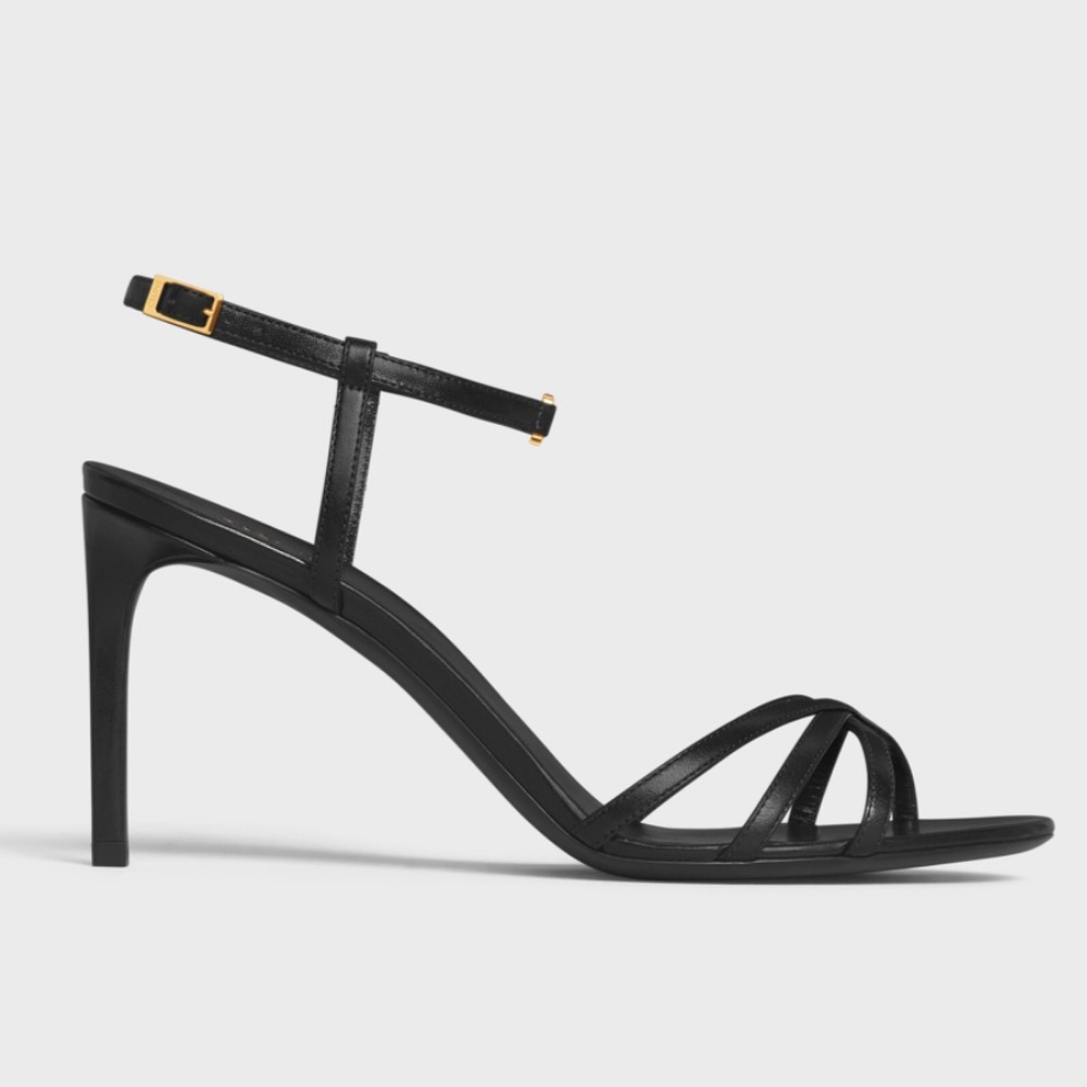 CELINE Soir Sandals in Black Lambskin - size 39.5